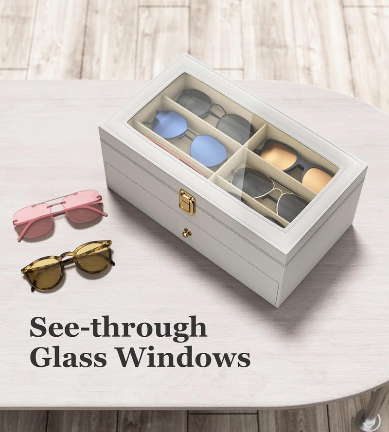 NEWLOOP Store Sunglasses Organizer Multiple Pairs of Glasses Display Case Sunglass Hard Shell Storage Box for Women Men 12/16 Slots - Image 4